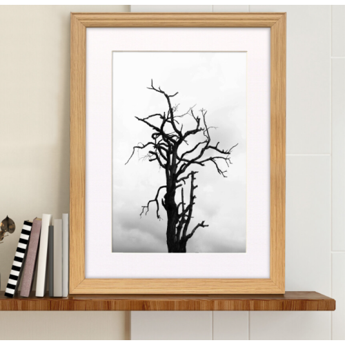 (A4 Pic (A3 Frame)) Oak Picture Frame / LW Style Wall Art Frame / Modern Photo Frames With White Mount