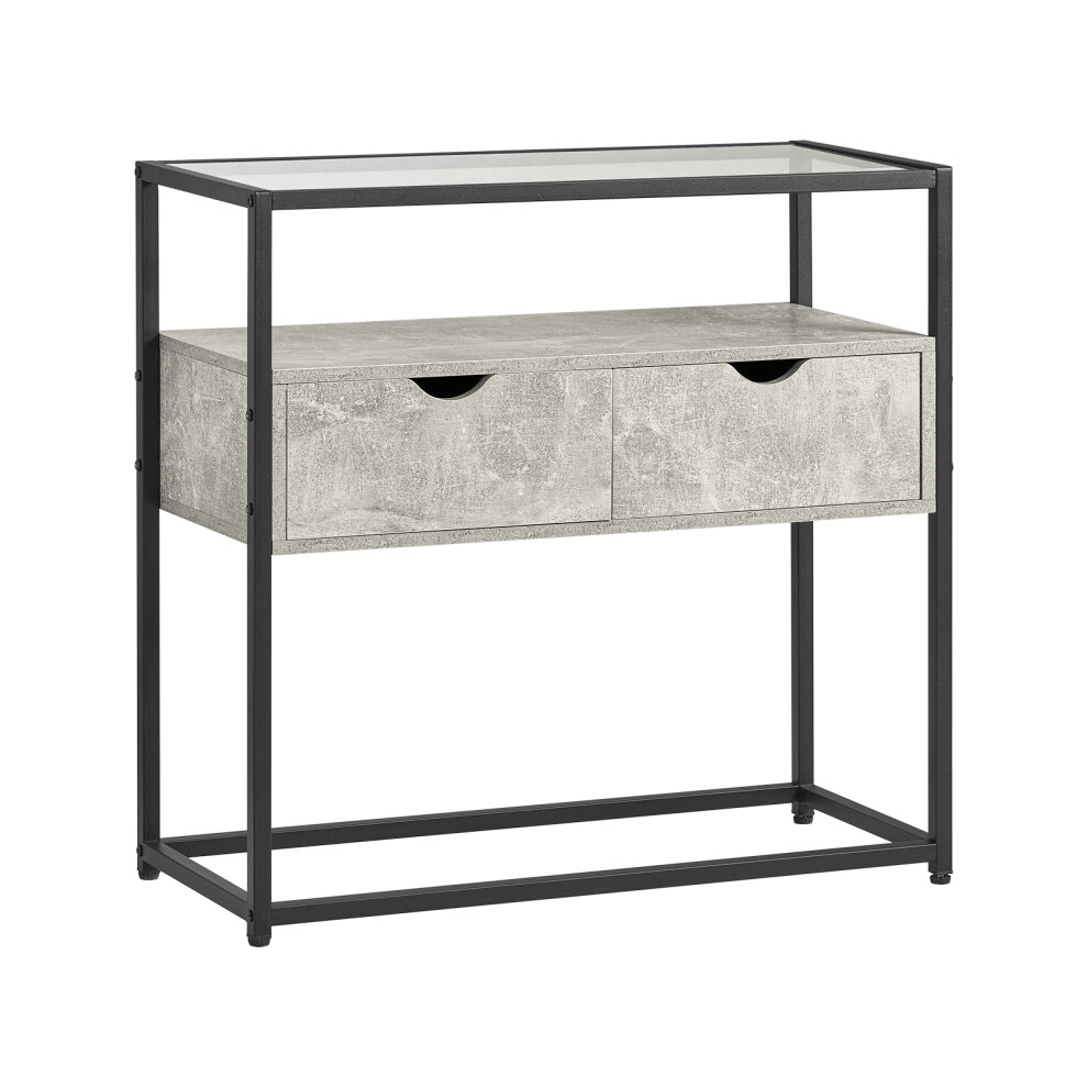 SoBuy Table Console d'Entrée avec Tiroirs - Effet Béton ou Bois