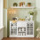 SoBuy πλευρικό έπιπλο λευκό 120x39x78cm με γυάλινες πόρτες 4