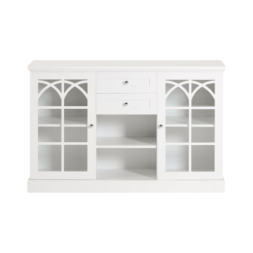 SoBuy πλευρικό έπιπλο λευκό 120x39x78cm με γυάλινες πόρτες