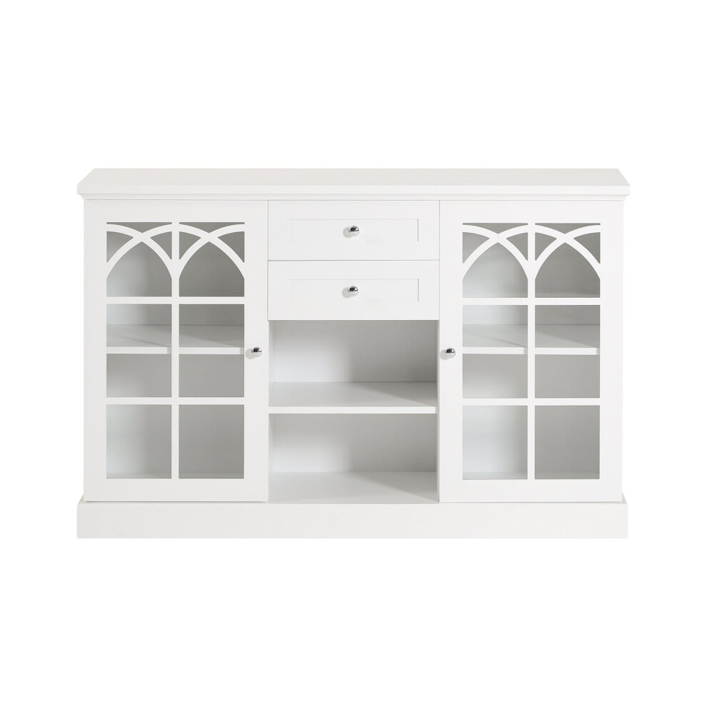 SoBuy White Storage Cabinet with Glass Doors & Drawers