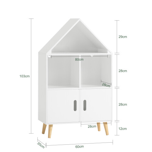 SoBuy Επίτοιχη Βιβλιοθήκη Παιδική KMB58-W Λευκή 60x30x103cm 2