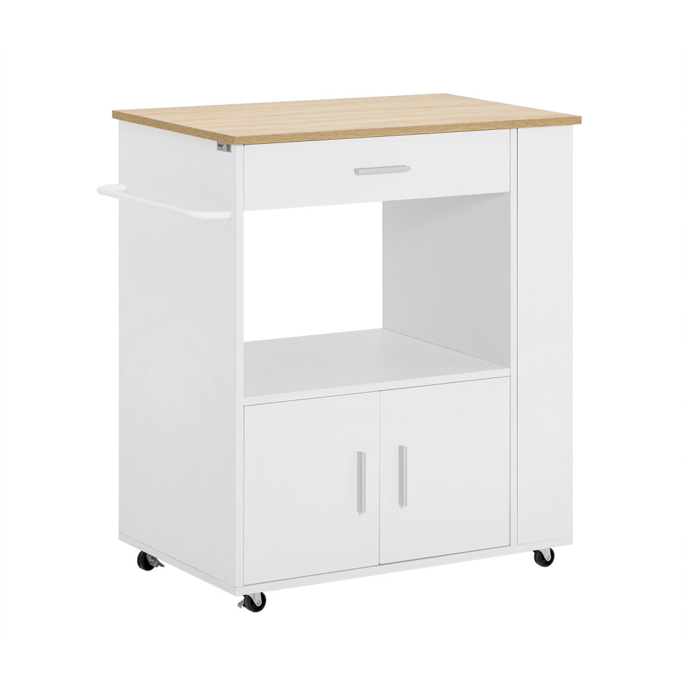 Sobuy Mobile Cucina Salvaspazio Credenza Cucina Carrello Cucina Con Ruote Mobiletto Cucina Dispensa Madia Cucina Mobile Cucina Con Ripiani Bianco 82X46X88 Cm FKW113‑WN-image