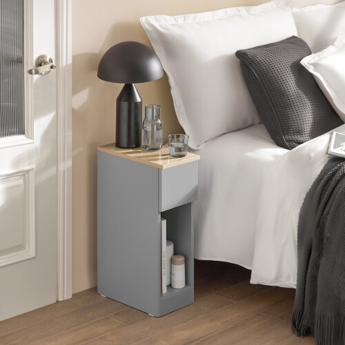 SoBuy Slim Bedside Table Grey 20x35x60cm 1