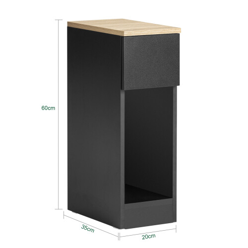 SoBuy Slim Bedside Table Black 20x35x60cm 2