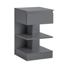 SoBuy Grey Bedside Table with Drawer & Shelves
