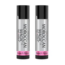 Bálsamo labial Moroccan Magic Beach Rose SPF 15 - Rosa Vainilla | Aceite de Argán & Aceites Esenciales | 2 Pack