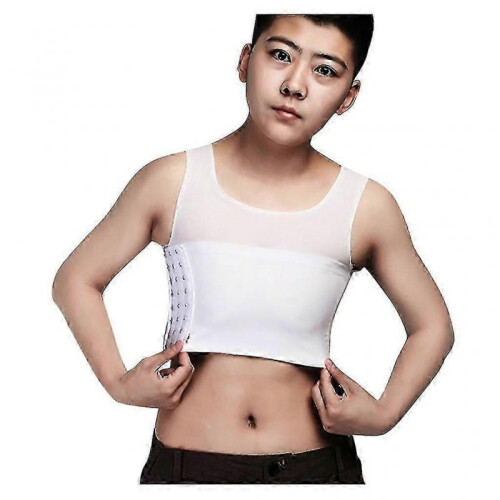 (L,White)Chest Binder Breath Mini Mizer Breast Undershirt Intimates Bra 1