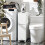 SoBuy Armoire WC Compacte avec Roulettes Blanc 10