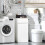 SoBuy White Laundry Storage Cabinet with Basket 16