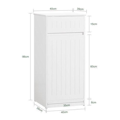 SoBuy White Laundry Storage Cabinet with Basket 2