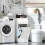 SoBuy White Laundry Storage Cabinet with Basket 15