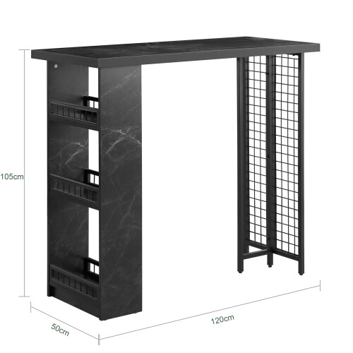 SoBuy Τραπέζι Μπαρ Μαύρο 120x50x105cm με Αποθηκευτικό χώρο 2