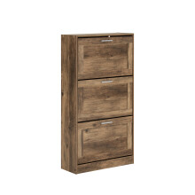 SoBuy 3 Drawer Shoe Cabinet Storage Organiser, Brown