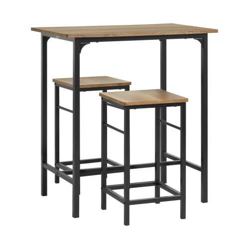 SoBuy Bartisch-Set OGT10-PF, 3-teilig, Braun