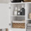 SoBuy Ντουλάπι Μπάνιου BZR104-W Λευκό 60x37x171 εκ. 5