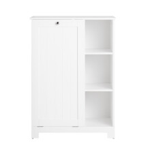 Dulap baie SoBuy alb, 60x37x86cm, cu sac pentru rufe