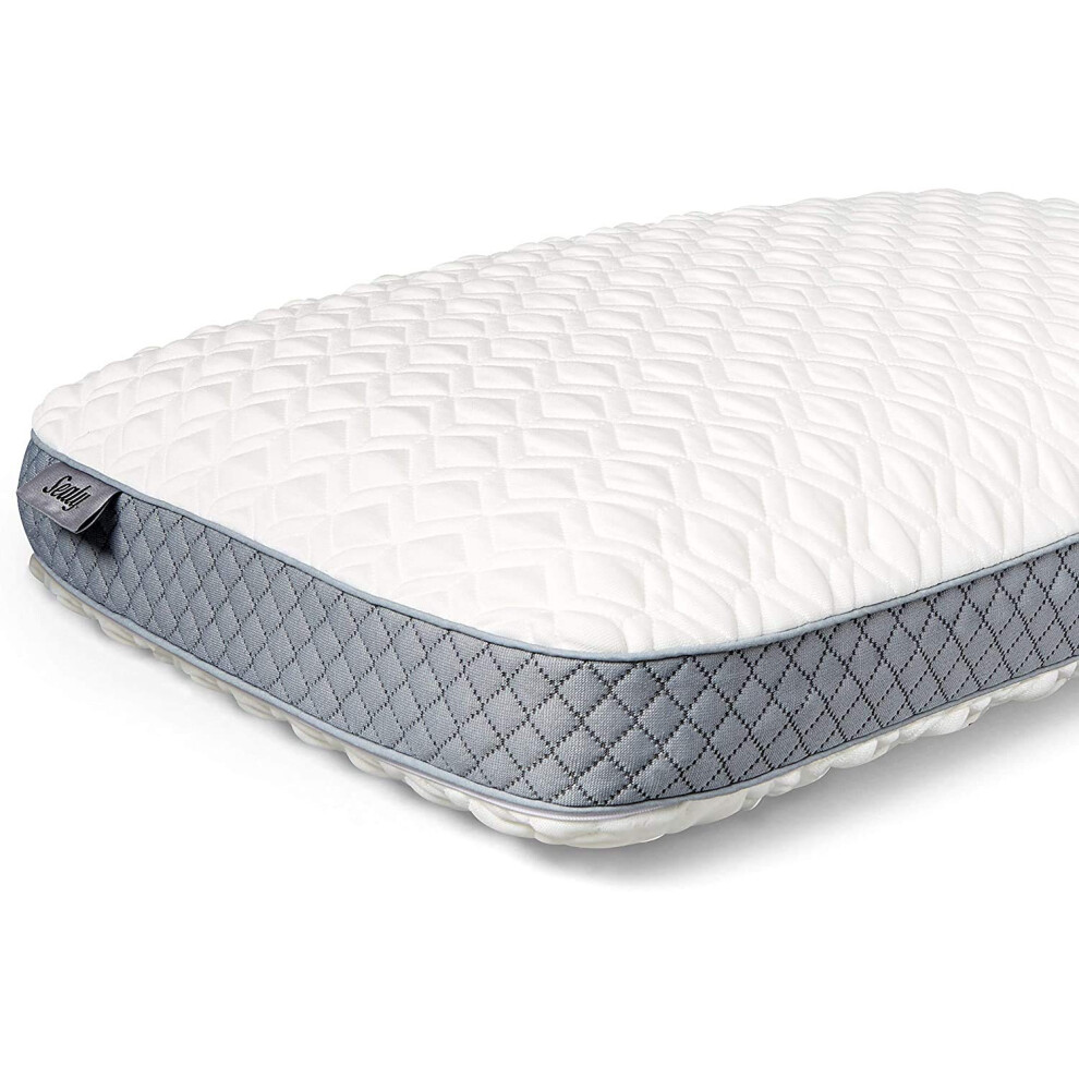 Sealy Molded Bed Pillow for Pressure Relief Adaptive Memory Foam with Washable Knit Cover Standard 16x24x5.75 Inches White Grey