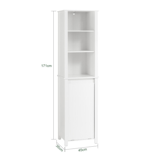SoBuy Ψηλό Ντουλάπι Μπάνιου 3ραφο Λευκό 45x35x171cm 2