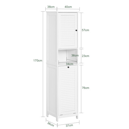 SoBuy Ψηλό Ντουλάπι Μπάνιου Λευκό 40x170x38 cm 2