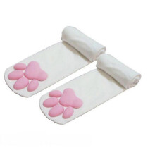 (White) Knee High Cat Paw Socks