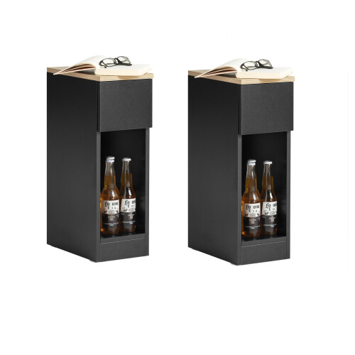 SoBuy Nachttisch Set 2-tlg, schmal mit Schublade