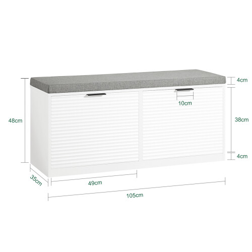 SoBuy πάγκος εισόδου λευκό με ντουλάπι 105x35x48 cm 2