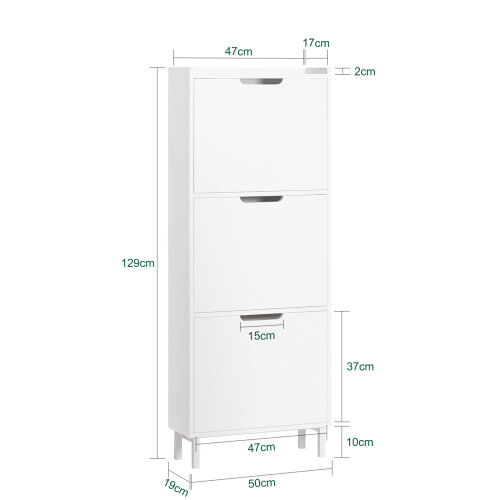 SoBuy Έπιπλο Παπουτσιών Λευκό 50x19x129εκ 2
