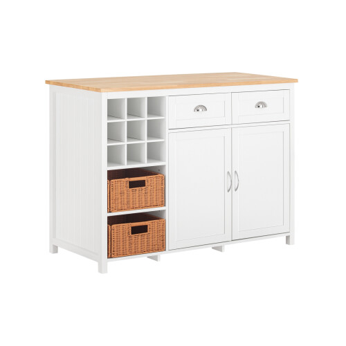 SoBuy Νησί Κουζίνας KNL05-W Λευκό 120x56x90cm με 2 Καλαθιά
