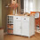 SoBuy Νησί Κουζίνας KNL05-W Λευκό 120x56x90cm με 2 Καλαθιά 14