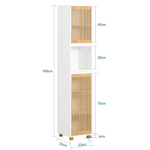 SoBuy ψηλό ντουλάπι μπάνιου λευκό 33x33x165cm 2