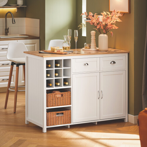 SoBuy Νησί Κουζίνας KNL05-W Λευκό 120x56x90cm με 2 Καλαθιά 1