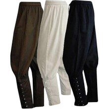 (X-Large, Coffee) Men's Ankle Banded Pants Medieval Viking Navigator Pirate Costume Trousers Renaissance Gothic Pants