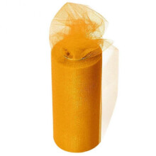 (Dark yellow) 22m Elastic Tulle Mesh Table Skirt Tablecloth Diy Craft Wedding Party Decor