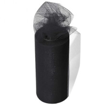 (Black) 22m Elastic Tulle Mesh Table Skirt Tablecloth Diy Craft Wedding Party Decor