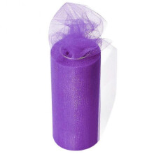 (Purple) 22m Elastic Tulle Mesh Table Skirt Tablecloth Diy Craft Wedding Party Decor