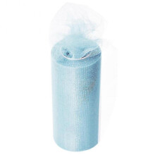 (Light blue) 22m Elastic Tulle Mesh Table Skirt Tablecloth Diy Craft Wedding Party Decor