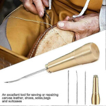 Leather Sewing Awl Needle with Handle 3 Needles Sewing Awl Hand Stitcher