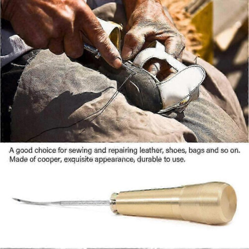 Leather Sewing Awl Needle with Handle 3 Needles Sewing Awl Hand Stitcher 2