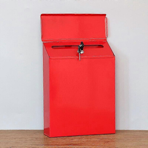 (1PC-RED) Wall Mount Mailbox Rust- Proof Letter Box Decorative Post Box Farmhouse Mailbox Wall Locking Mailbox April 4.17 2