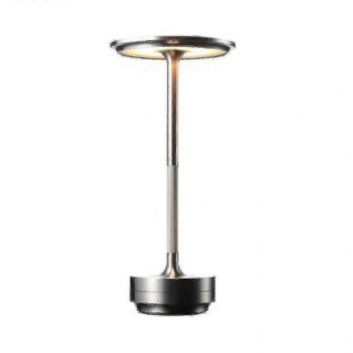 (silver) Cordless Table Lamp Dimmable Waterproof Metal Usb Rechargeable Table Lamps -1pcs 2