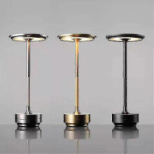 (silver) Cordless Table Lamp Dimmable Waterproof Metal Usb Rechargeable Table Lamps -1pcs