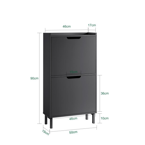 SoBuy Ντουλάπι Παπουτσιών Μαύρο 4 Ράφια 50x19x90 εκ. 2