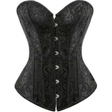 (S, Black 809) Szivyshi Women's Overbust Sweetheart Lace Up Plastic Bones Corset Bustier Top