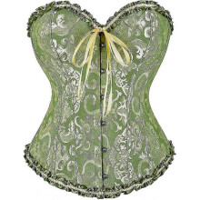 (L, Green) Szivyshi Women's Overbust Sweetheart Lace Up Plastic Bones Corset Bustier Top