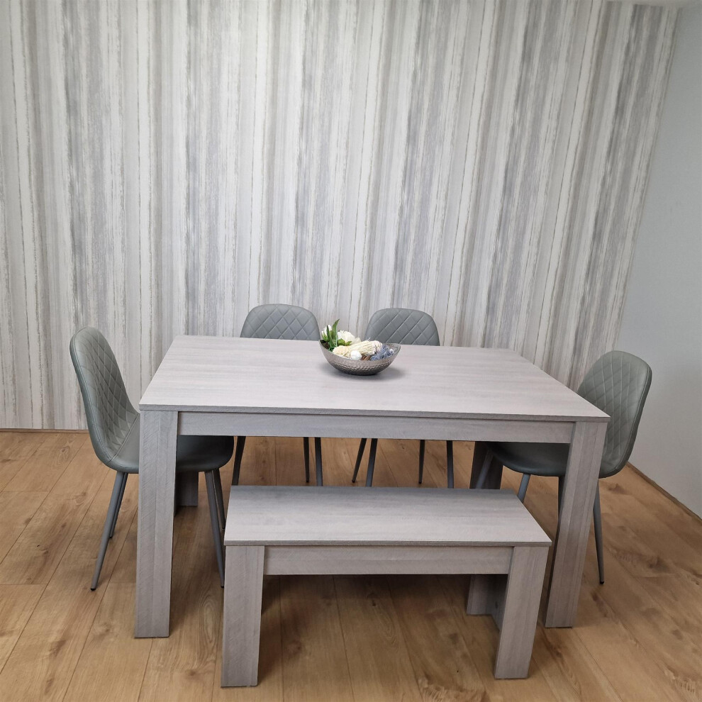 Dining Table and 4 Chairs With Bench Grey 4  Grey Leather Chairs Wood Dining Set Furniture