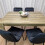 Rustic Effect Dining Table Set with 4 Black Velvet Chairs 5