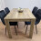 Rustic Effect Dining Table Set with 4 Black Velvet Chairs 7