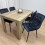 Rustic Effect Dining Table Set with 4 Black Velvet Chairs 3