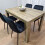 Rustic Effect Dining Table Set with 4 Black Velvet Chairs 1